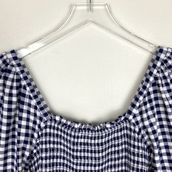 DRAPER JAMES | Jo Dee Navy Gingham Babydoll Dress Small Cottagecore - Picture 5 of 11